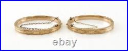 Pair Antique Victorian 14K Yellow Gold Hand Engraved Child Bangle Bracelets