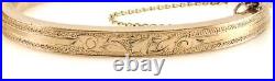 Pair Antique Victorian 14K Yellow Gold Hand Engraved Child Bangle Bracelets
