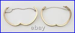 Pair Antique Victorian 14K Yellow Gold Hand Engraved Child Bangle Bracelets