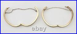 Pair Antique Victorian 14K Yellow Gold Hand Engraved Child Bangle Bracelets