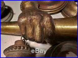Pair Lifesize ANTIQUE Figural Womans HAND&Torch SCONCES bronze, FrenchVictorian