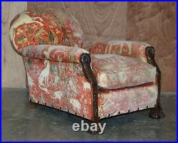 Pair Of Antique Victorian Hand Carved Owl Head Country House Armchairs Must See