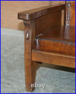 Pair Of Circa 1950's Hand Dyed Brown Leather Robert Mouseman Thompson Armchairs