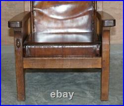 Pair Of Circa 1950's Hand Dyed Brown Leather Robert Mouseman Thompson Armchairs
