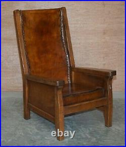 Pair Of Circa 1950's Hand Dyed Brown Leather Robert Mouseman Thompson Armchairs