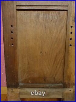 Pair Original Antique Victorian Hand Carved Oak Wooden Cabinet Triple Panels