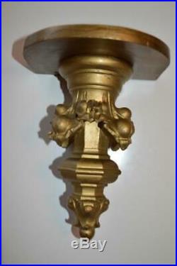 Pair of Victorian Gothic Revival wall sconce shelves hand carved circa. 1880