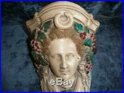 Pair of Victorian Plaster Lady's Head Corbels Hand Coloured and Glazed