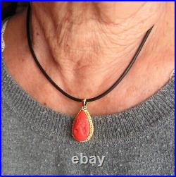 Pendant Red Coral Antique Hand Carved Victorian sculpted original