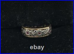 Platinum & 14K Ruby Eternity Antique Band Hand Wrought Rubies Ring Victorian