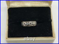 Platinum & 14K Ruby Eternity Antique Band Hand Wrought Rubies Ring Victorian