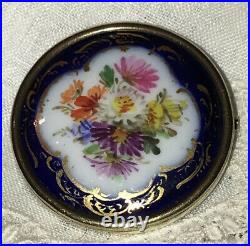 Porcelain Floral Sterling Silver Hand Painted Brooch Meissen Victorian Antique