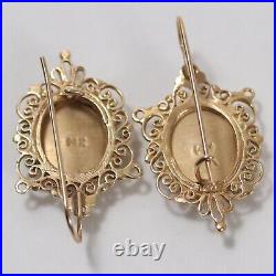 Portrait Earrings Hand Painted 14k Antique Victorian Era Aesthetic Dangle Drop