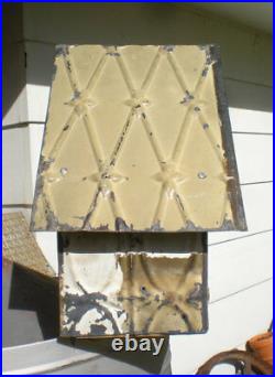 Primitive Hand Tooled Antique Ceiling Tin Tile Wren Bird House USA Chic Fleur De