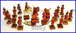 RARE 18 Piece Set Antique Victorian Hand-Carved Painted Folk Art Circus Figures