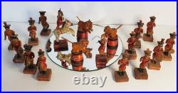 RARE 18 Piece Set Antique Victorian Hand-Carved Painted Folk Art Circus Figures