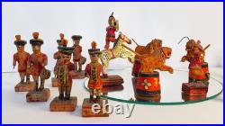 RARE 18 Piece Set Antique Victorian Hand-Carved Painted Folk Art Circus Figures