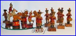 RARE 18 Piece Set Antique Victorian Hand-Carved Painted Folk Art Circus Figures
