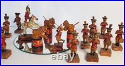 RARE 18 Piece Set Antique Victorian Hand-Carved Painted Folk Art Circus Figures