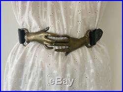 RARE 1970's Vintage Metal Victorian Clasp Holding Hands Belt Buckle