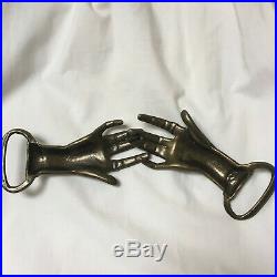 RARE 1970's Vintage Metal Victorian Clasp Holding Hands Belt Buckle