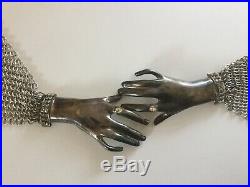 RARE 1970's Vintage Metal Victorian Clasp Holding Hands Buckle Belt