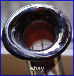 RARE Antique Victorian ETCHED GRAPEVINE DECANTER Art Glass Hand Cut PAINTED RED