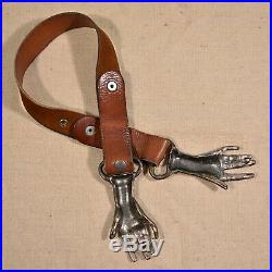 RARE VTG 70s Clasping Hands Victorian Pewter Original Leather Belt Boho Hippie