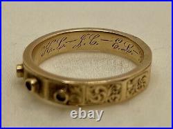 RARE Victorian Memento Mori Locket Poison Hand Carved Mourning Ring 10k Gold