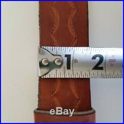 RARE Vintage 70's Victorian Style Clasping Hands Engraved Leather Belt