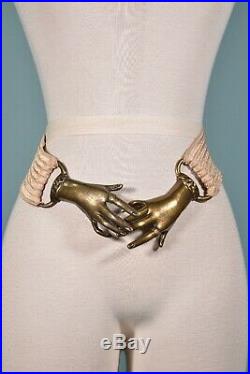 RARE Vintage 70s Clasping Hands Victorian Style Belt Buckle Antique Bronze