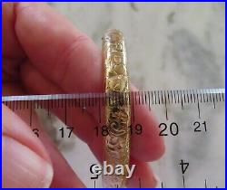 Rare 10k 14k Antique Victorian Artdeco Etched Hand Carved Floral Bangle Bracelet