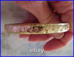 Rare 10k 14k Antique Victorian Artdeco Etched Hand Carved Floral Bangle Bracelet