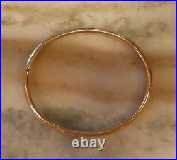 Rare 10k 14k Antique Victorian Artdeco Etched Hand Carved Floral Bangle Bracelet