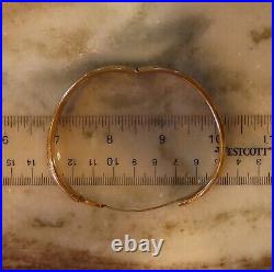 Rare 10k 14k Antique Victorian Artdeco Etched Hand Carved Floral Bangle Bracelet