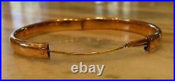 Rare 10k 14k Antique Victorian Artdeco Etched Hand Carved Floral Bangle Bracelet