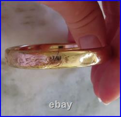 Rare 10k 14k Antique Victorian Artdeco Etched Hand Carved Floral Bangle Bracelet