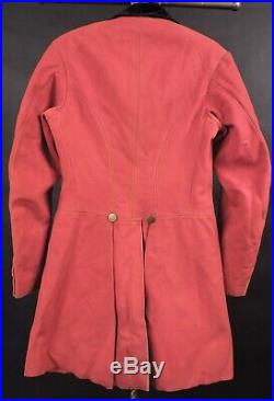 Rare 1840s Mens Hand Sewn Red Riding Coat W Gold Coin Buttons