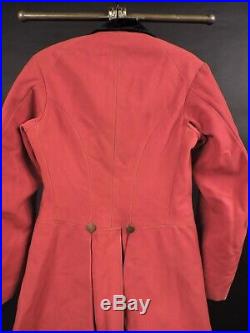 Rare 1840s Mens Hand Sewn Red Riding Coat W Gold Coin Buttons