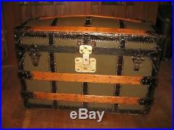 Rare 1873 Steamer Trunk Stage Coach Chest Orig A+ Interior Antique Hand Made