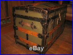 Rare 1873 Steamer Trunk Stage Coach Chest Orig A+ Interior Antique Hand Made