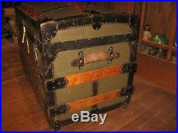 Rare 1873 Steamer Trunk Stage Coach Chest Orig A+ Interior Antique Hand Made