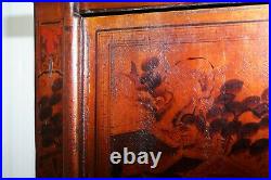 Rare 19th Century Chinese Marriage Wedding Cabinet Lacquered Hand Painted Finish