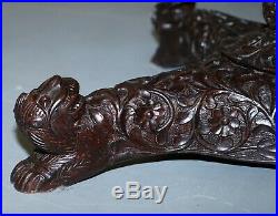 Rare 19th Cenutry Anglo Indian Padauk Table Hand Carved Rosewood Lions & Flowers