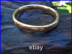 Rare Antique A & Z 14k Yellow Gold Filled Victorian Hand Etched Bangle Bracelet