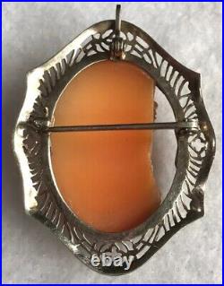 Rare Antique Cameo Left Facing 10kt Gold Frame Victorian Hand Carved Filigree