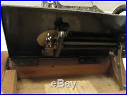 Rare Antique Lead Hand Crank Sewing Machine Victorian withWooden Case Japan