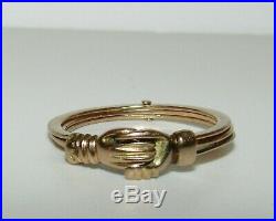 Rare, Antique Victorian 9 Ct Gold Heart And Clasped Hands Fede Gimmel Ring