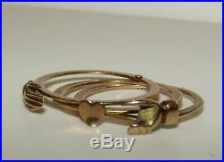 Rare, Antique Victorian 9 Ct Gold Heart And Clasped Hands Fede Gimmel Ring