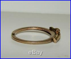 Rare, Antique Victorian 9 Ct Gold Heart And Clasped Hands Fede Gimmel Ring